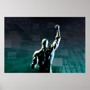Poster Surmonter des obstacles avec l'homme réalisant le