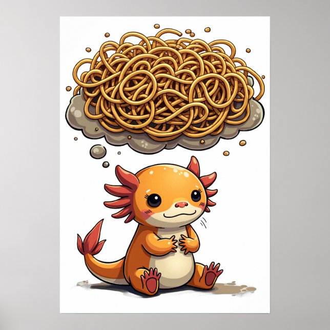 Poster Surpensée Axolotl Introverti Anxiété Art Drôle (Devant)