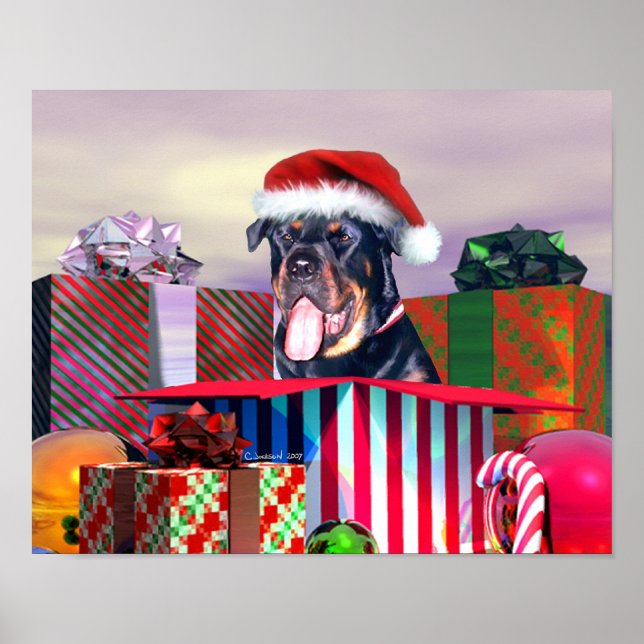 Poster Surprise de Noël Rottweiler (Devant)