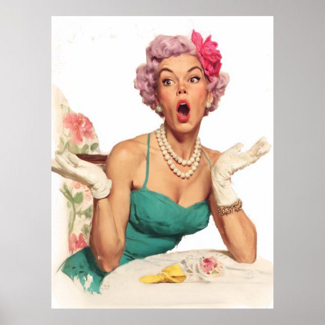 Poster Surprised Retro Glamour Lady (Devant)