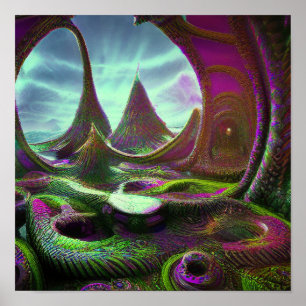 Poster Surreal Alien monde psychedélique Lucid Dream