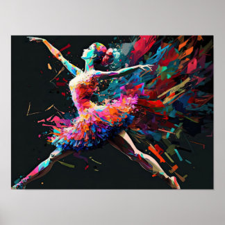 Poster Surreal Color Splash Dancing Ballerina