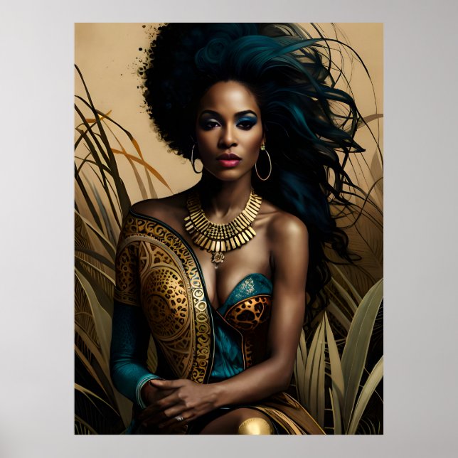 Poster Surreal Imaginaire Fantastic Afro Girl Art Ai (Devant)