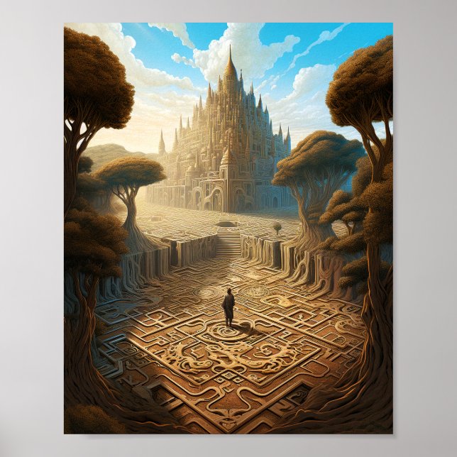 Poster Surreal Maze Château Paysage Imaginaire Art (Devant)