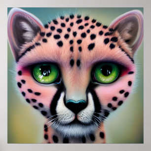 Poster Surreal Pop Green Eyed Cheetah