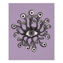 Surreal Weirdcore Œil Tentacule Artwork - Violet