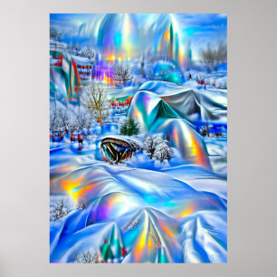 Poster Surreal Winter Wonderland avec lumière Iridescente