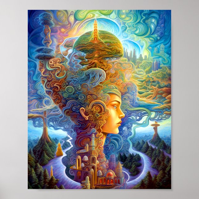 Poster Surreal Woman Paysage Imaginaire Art (Devant)