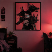 Surréalisme Noir Cauchemar - Abstrait Rouge Gothiq