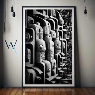 Poster Surréalisme noir et blanc