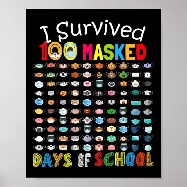 Poster Survécu 100 Jours Masqués De L'École 100 Masques A (Devant)