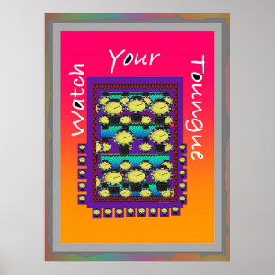 Poster Surveillez Votre Langue Violet