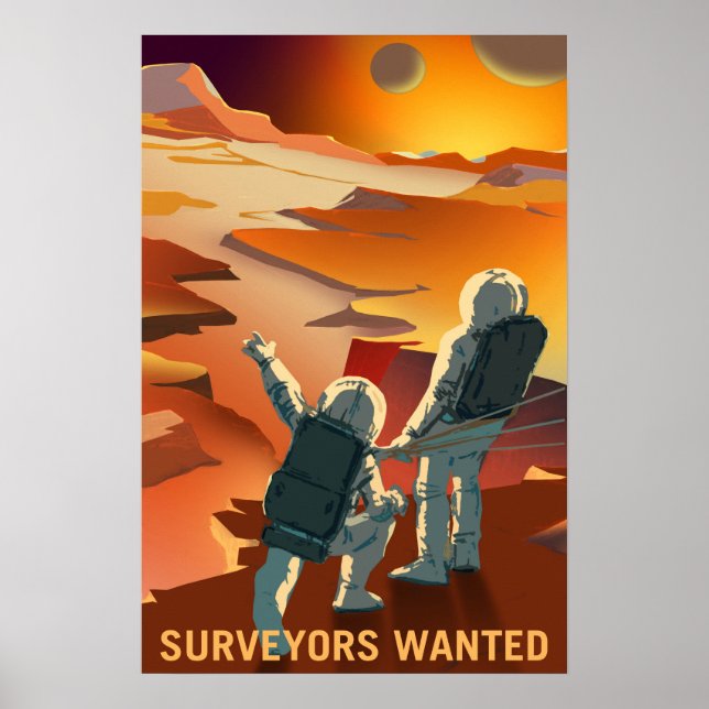 Poster Surveyors Recherchés pour explorer Mars et ses lun (Devant)