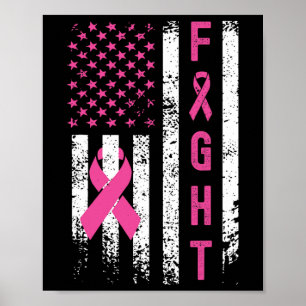 Poster Survivant du sein American Flag Cancer du sein Awa