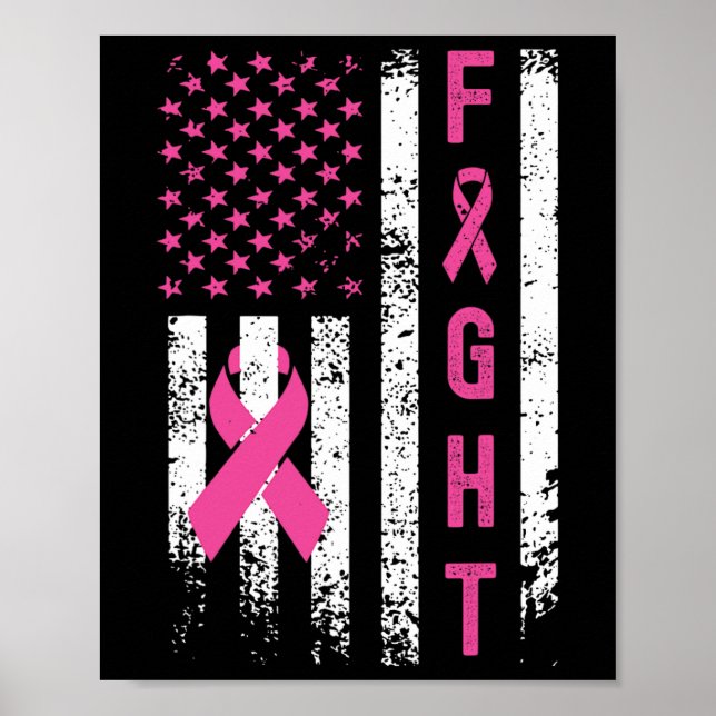 Poster Survivant du sein American Flag Cancer du sein Awa (Devant)