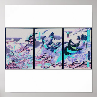 Poster Susano tuant le Yamata-no-Orochi vers 1870