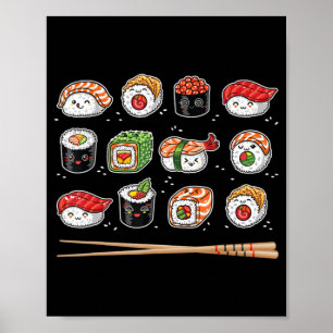 Poster Sushi Anime Kawaii Japanese Food Lover Otaku Manga