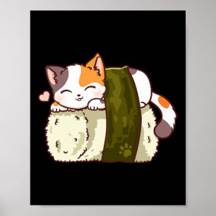 Poster Sushi Cat Kawaii Anime Neko Japonais