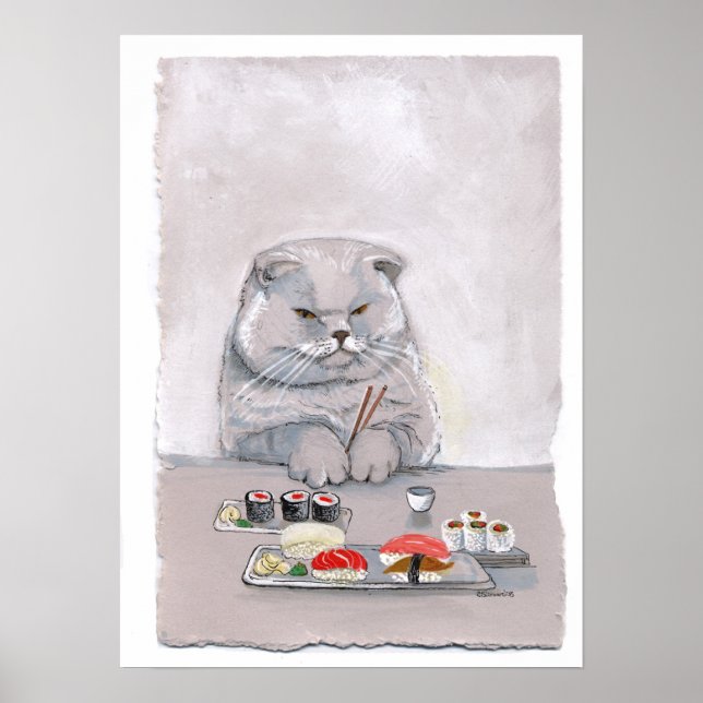 Poster Sushi Cat Print - M. Grumps (Devant)