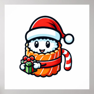 Poster Sushi de Noël - Mignonne Conception de caricature 