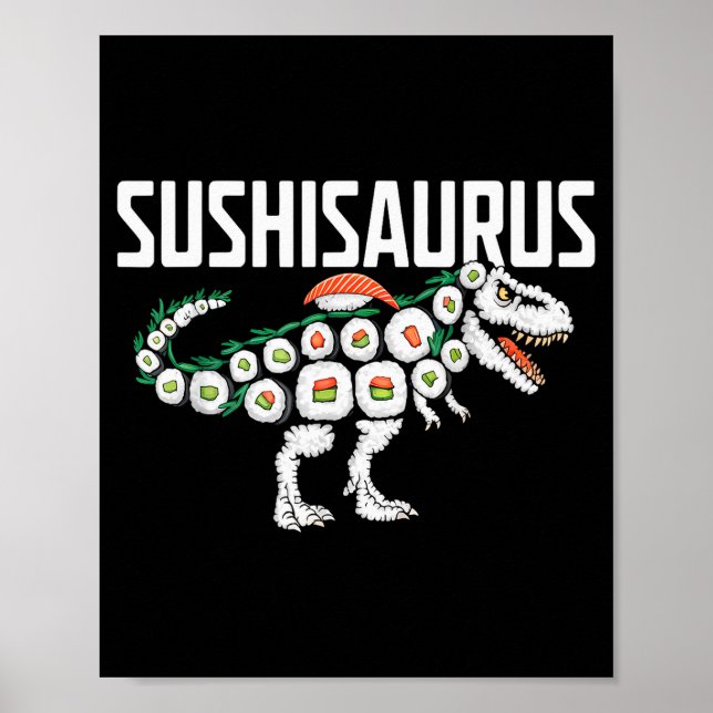 Poster Sushi Dinosaur T-rex Japanese Food Funny Sushi Rol (Devant)
