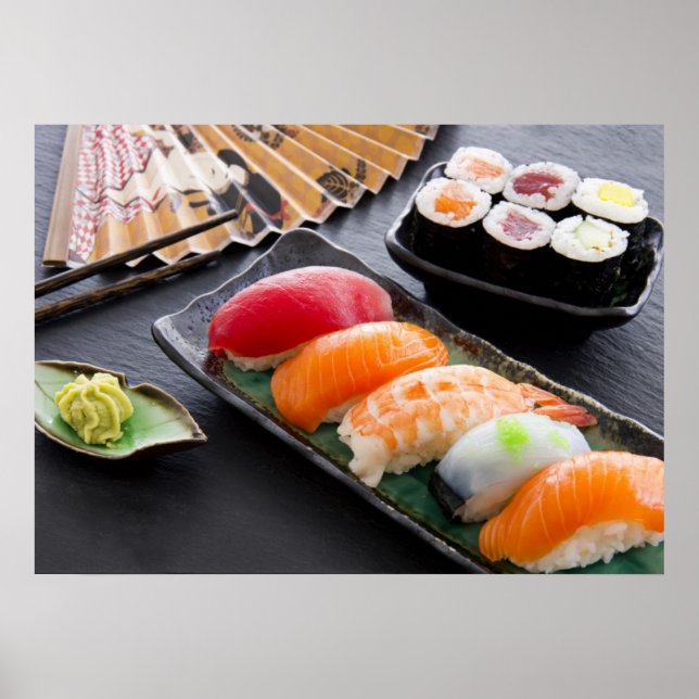 Poster Sushi et rouleaux (Devant)