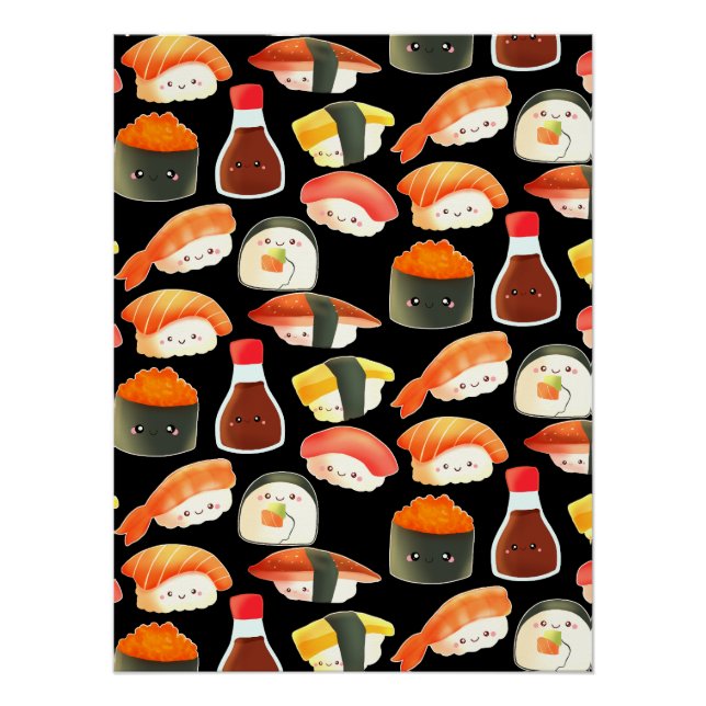 Poster Sushi japonais mignon (Devant)