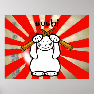 Poster Sushi Maneki Neko