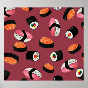 Poster Sushi Onigiri Rolls : Illustration transparente