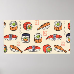 Poster sushi seamless pattern