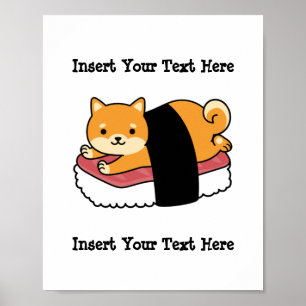 Poster Sushi Shiba Inu - Cute Chien Japonais nourriture