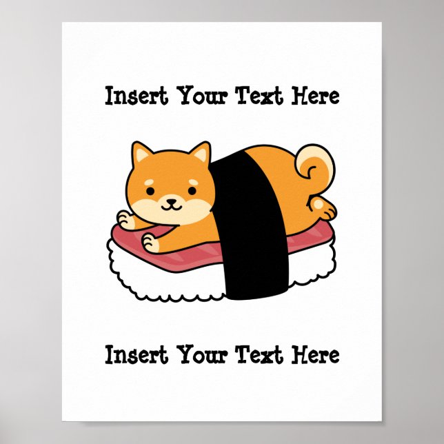 Poster Sushi Shiba Inu - Cute Chien Japonais nourriture (Devant)
