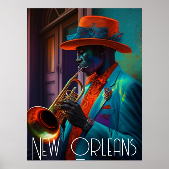 Poster Suve New Orleans Jazz Trumpet Player Nola (Devant)