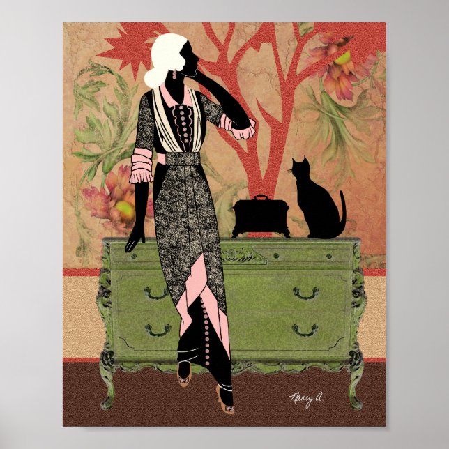 Poster Suzanne en Orange & Vert (Devant)