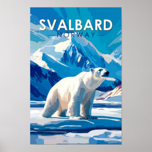 Poster Svalbard Norvège Ours Polaire Voyage Art Vintage