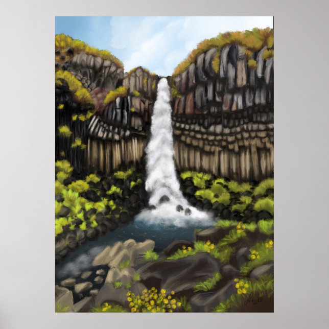 Poster Svartifoss Serenity : Irish Waterfall Wonderlan (Devant)