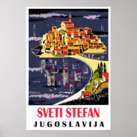 Sveti Stefan île Yougoslavie Monténégro vintage