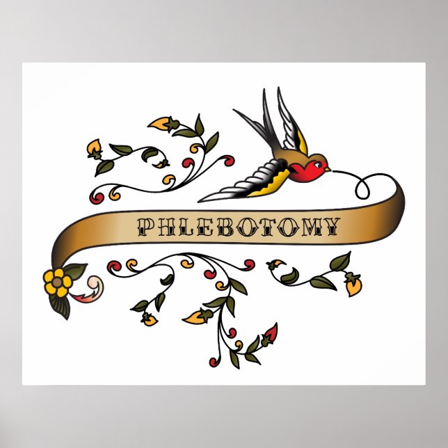 Poster Swallow and Scroll with Phlebotomy (Devant)