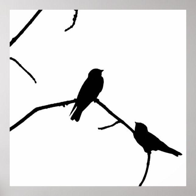 Poster Swallow ou Swifts Silhouette Love Bird Watching (Devant)