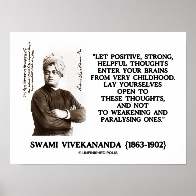 Poster Swami Vivekananda Réflexions positives et utiles (Devant)