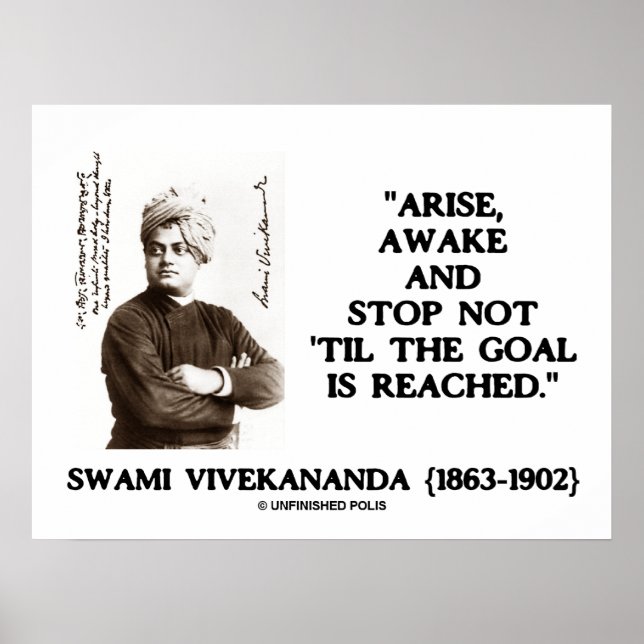 Poster Swami Vivekananda se lever Éveillé Pas Jusqu'À L'O (Devant)