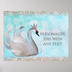 Poster Swan Princess Faux Gold Parties scintillant Fairy 