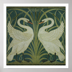 Poster 'Swan, Rush and Iris' wallpaper design