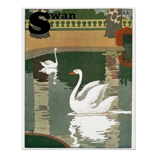 Poster Swans on the Lake Alphabet Letter Parfait (Devant)