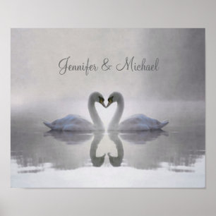 Poster Swans personnalisés en amour -