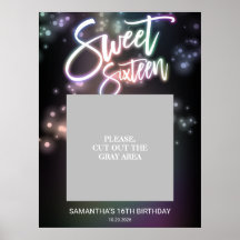 Sweet 16 Anniversaire coloré Neon brillant Fête no
