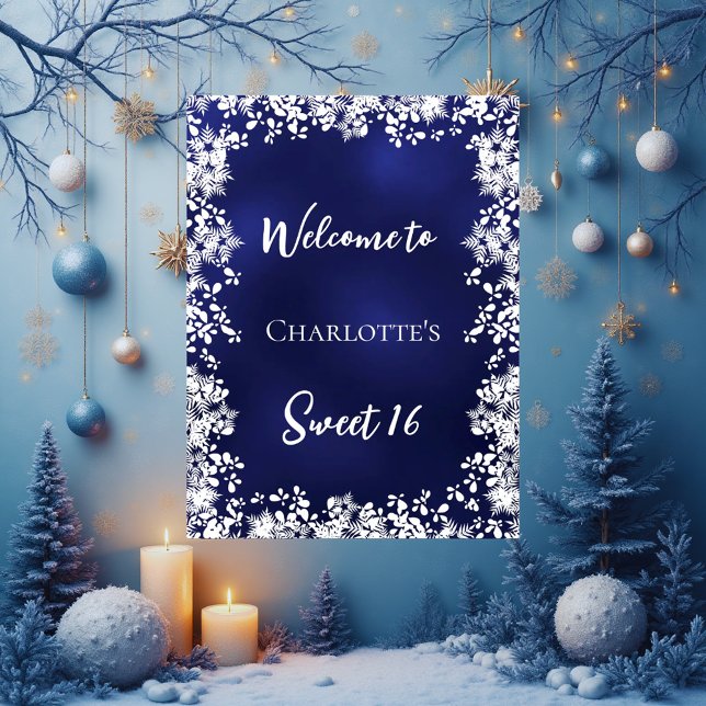 Poster Sweet 16 blue snowflakes welcome (Créateur téléchargé)