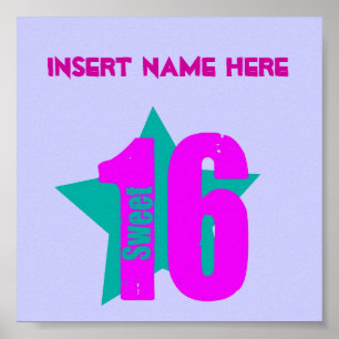 Poster Sweet 16 (Insérer le nom)