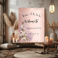 Sweet 16 Paris tour eiffel rose or bienvenue