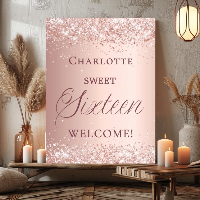 Poster Sweet 16 rose gold welcome  (Créateur téléchargé)